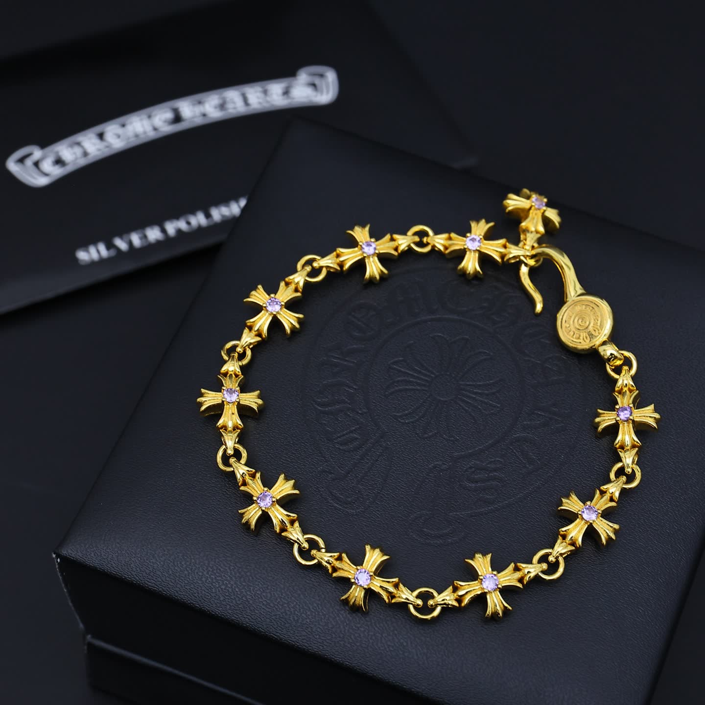 Chrome Hearts Bracelet - Gold and Silver Cross Design
